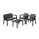 Juego Prestij de jardín 3 sillones con almohadones + mesa NEGRO