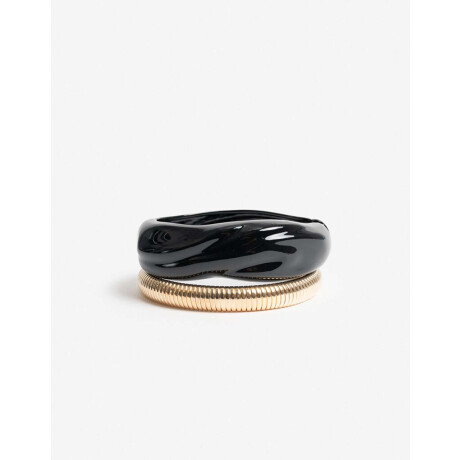 Set 2 Brazaletes Esmaltado Y Metal Dorado