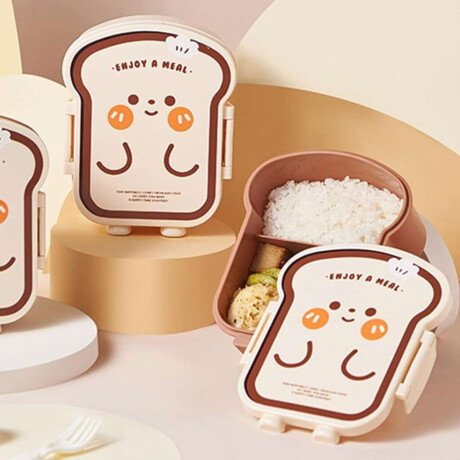 Vianda con división y cubiertos 18x14x8cm Tostada Marron