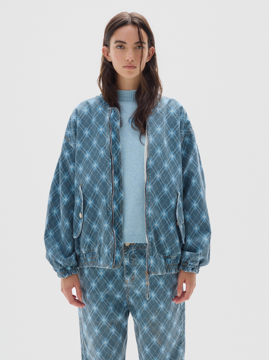Campera Bomber Print - Blue 