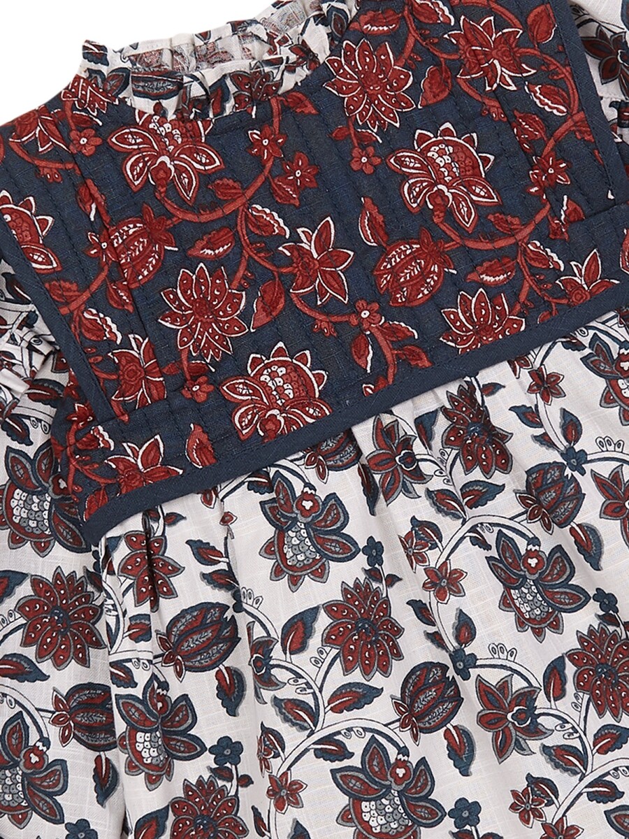 Vestido Estampado Con Blanco Roto