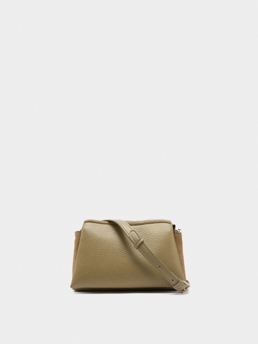 Bolso Bandolera Con Textura Efecto Piel - caqui 