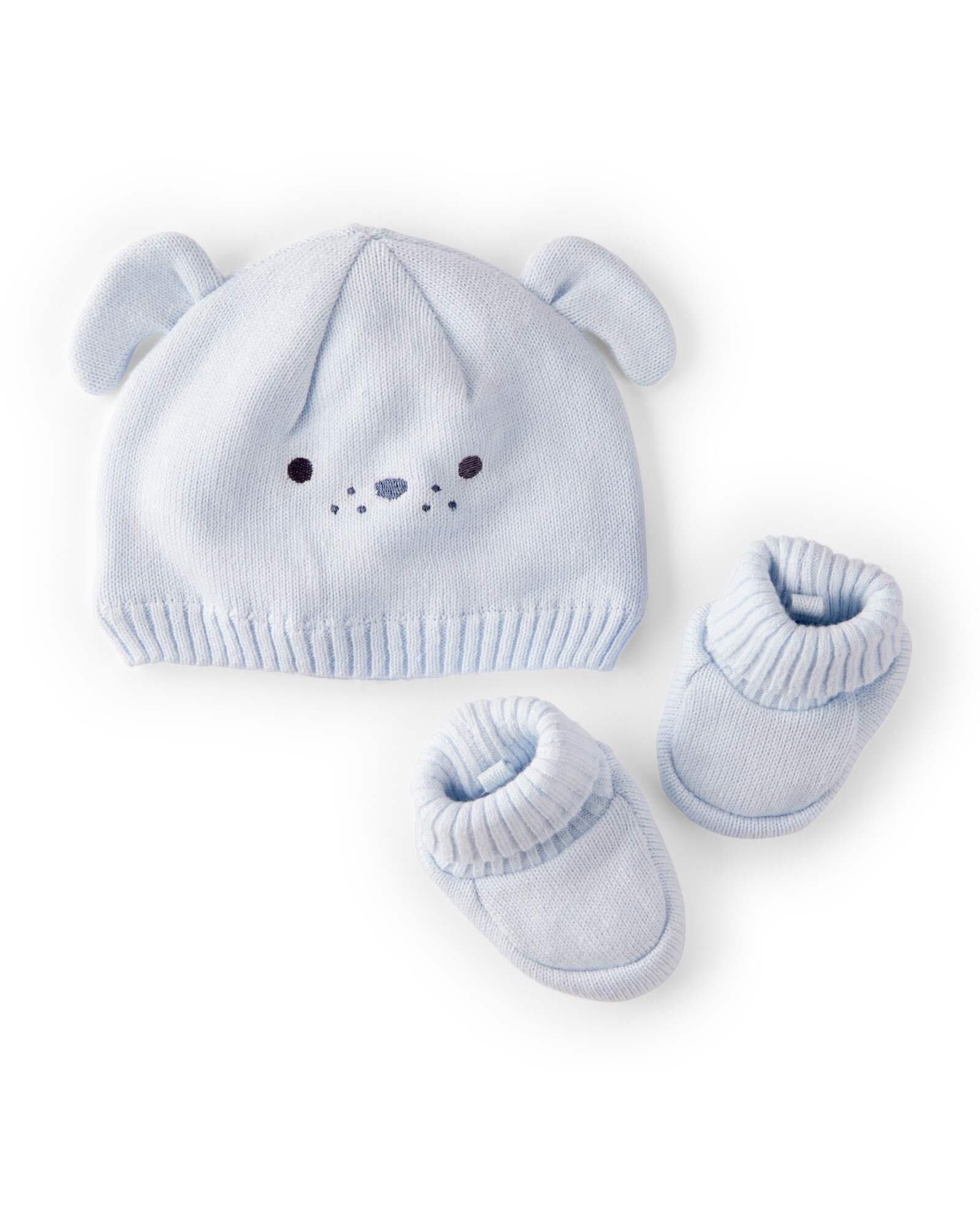 Gorro y escarpines de algodón, diseño perrito Sin color