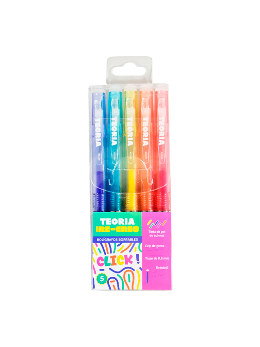 BOLIGRAFOS BORRABLE RETRACTIL CLICK SET X5 - MULTICOLOR 