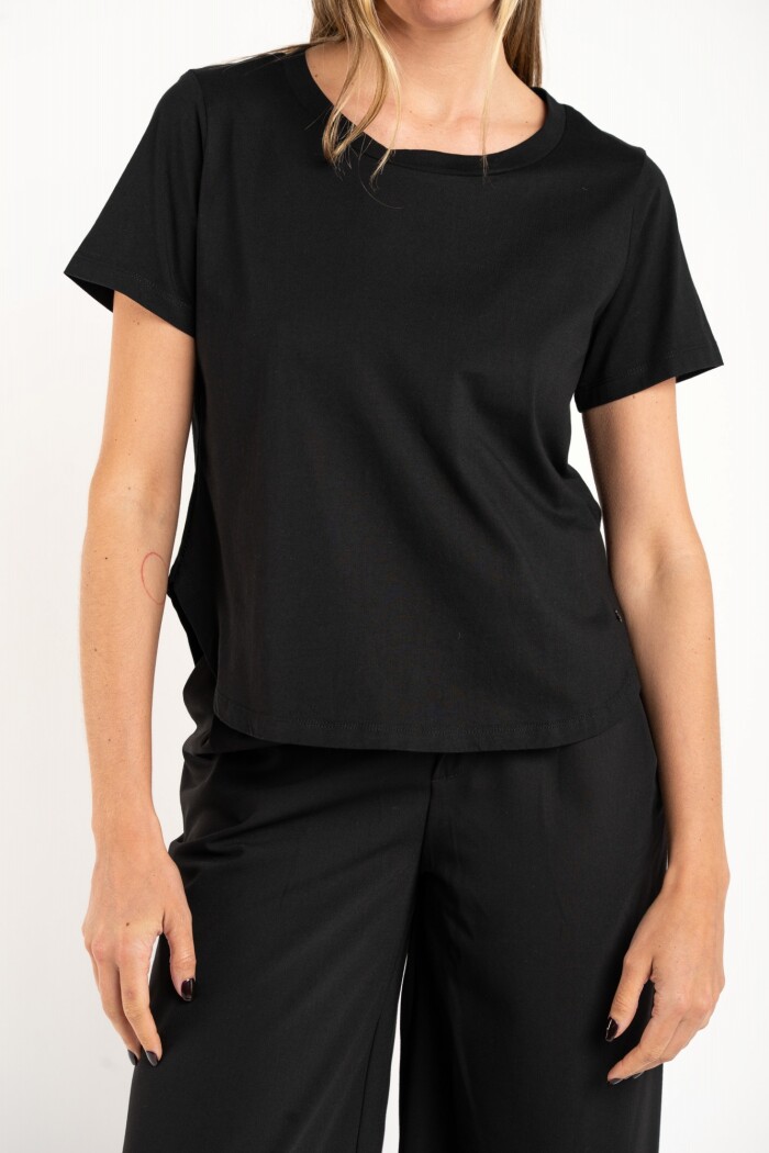 Remera Algodon Peinado Negro