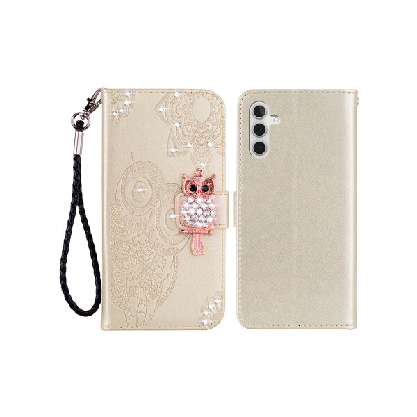 Flip cover Samsung Galaxy A15 diseño buho con brillos Flip Cover Samsung Galaxy A15 Diseño Buho Con Brillos