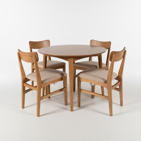 Juego de Comedor Olmo - Mesa redonda 100 + 4 sillas Miel