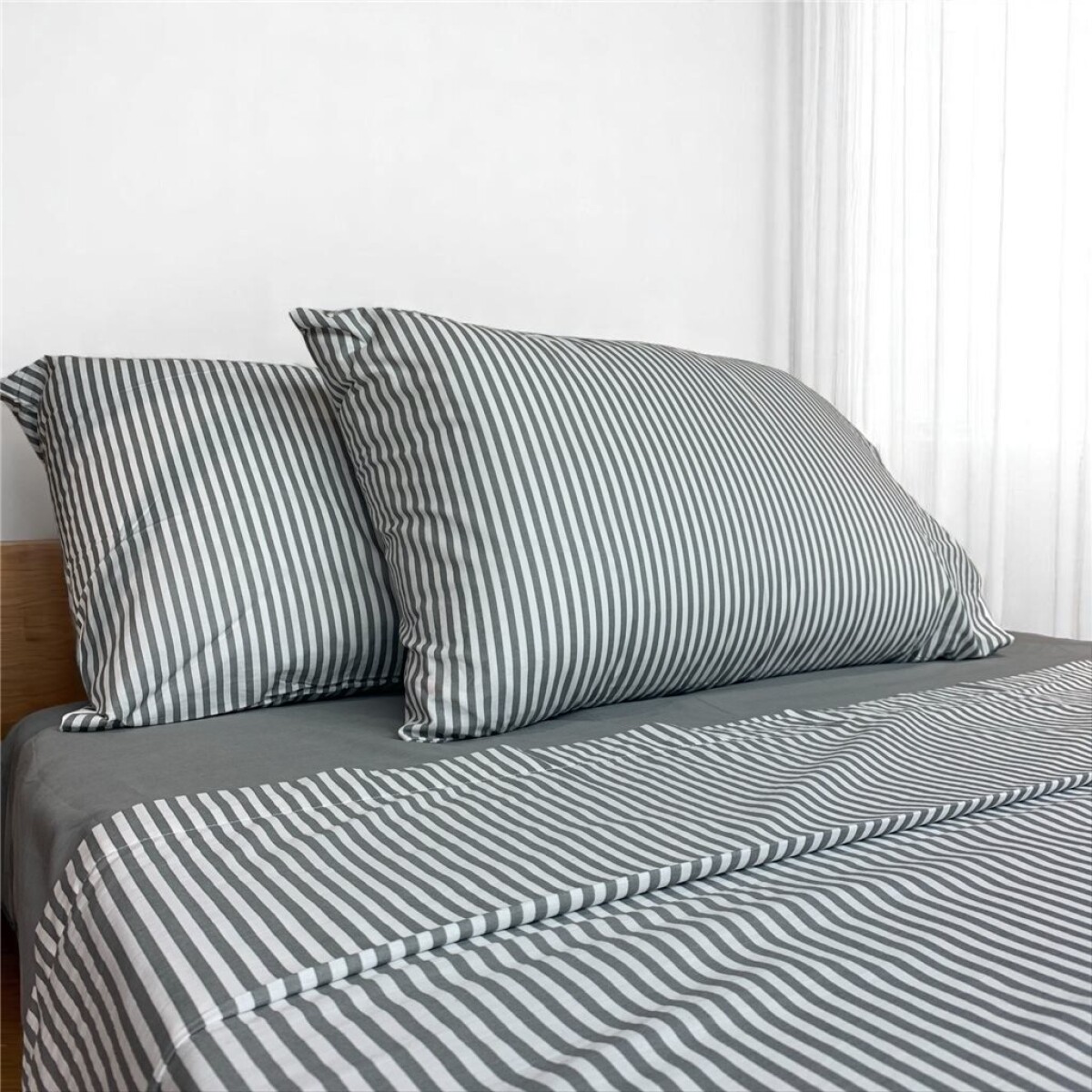 JUEGO DE SABANAS ALGODON 180H KING 180x200+35CM RAYAS GRIS CANNON 