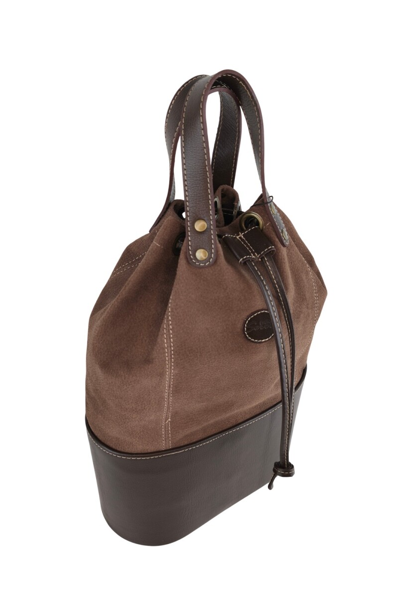 Matera bolso con división en cuero Chocolate