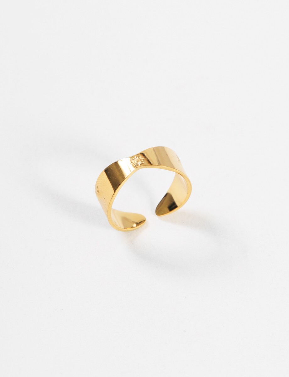 Anillo acero ajustable sol - dorado 