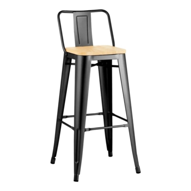 Taburete Tolix Con Respaldo Madera Negro Taburete Tolix Con Respaldo Madera Negro