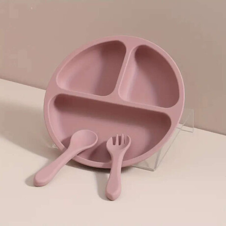 Set de alimentación plato más cubiertos para bebé Rojo