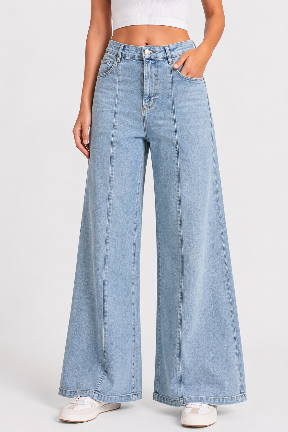 Pantalon Aprile Celeste Grisaceo