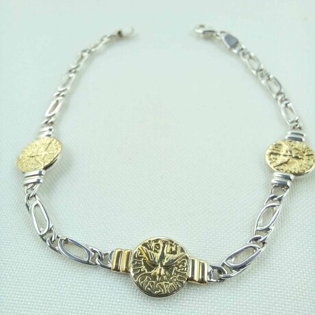 Pulsera de plata 925 con double de oro 18k. Espíritu Santo. Pulsera de plata 925 con double de oro 18k. Espíritu Santo.