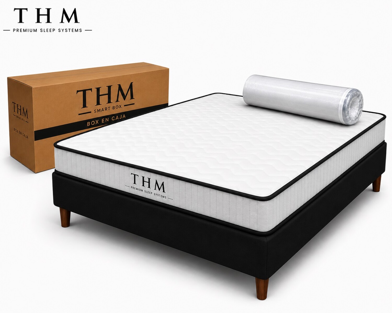 Sommier Plaza y Media HAMPTONS Memory Foam - Gris 