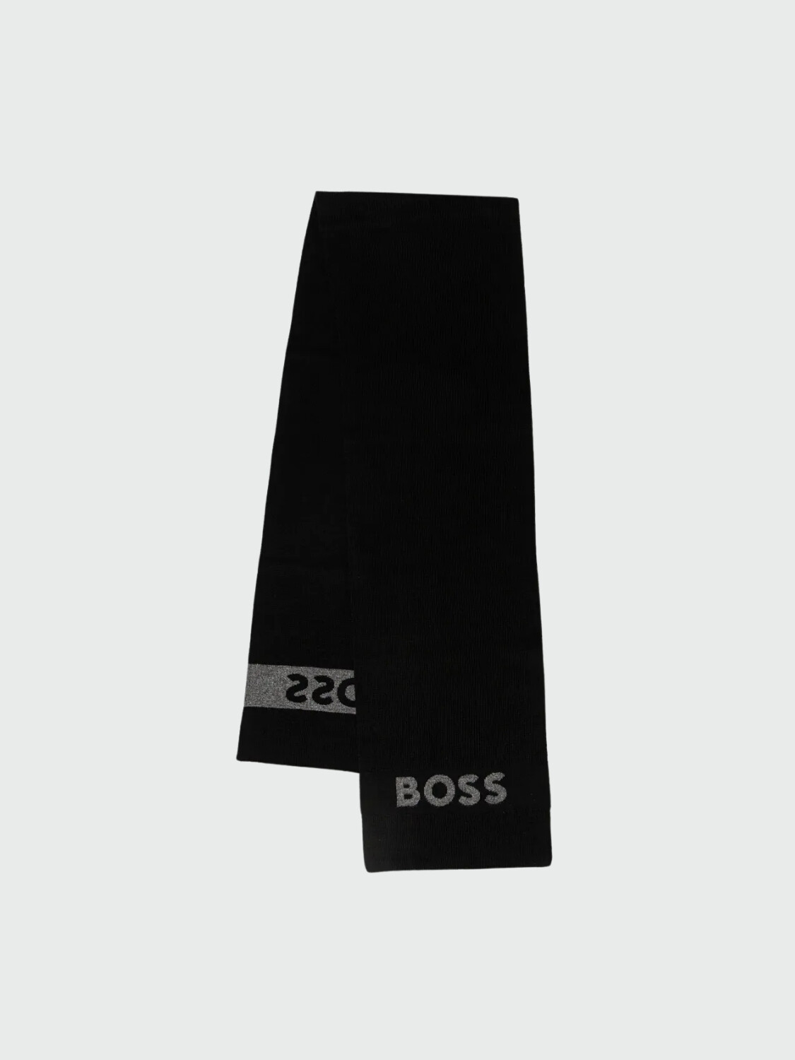 BOSS Bufanda de Lana con Etiqueta de Logo de Cuero Sintético 0