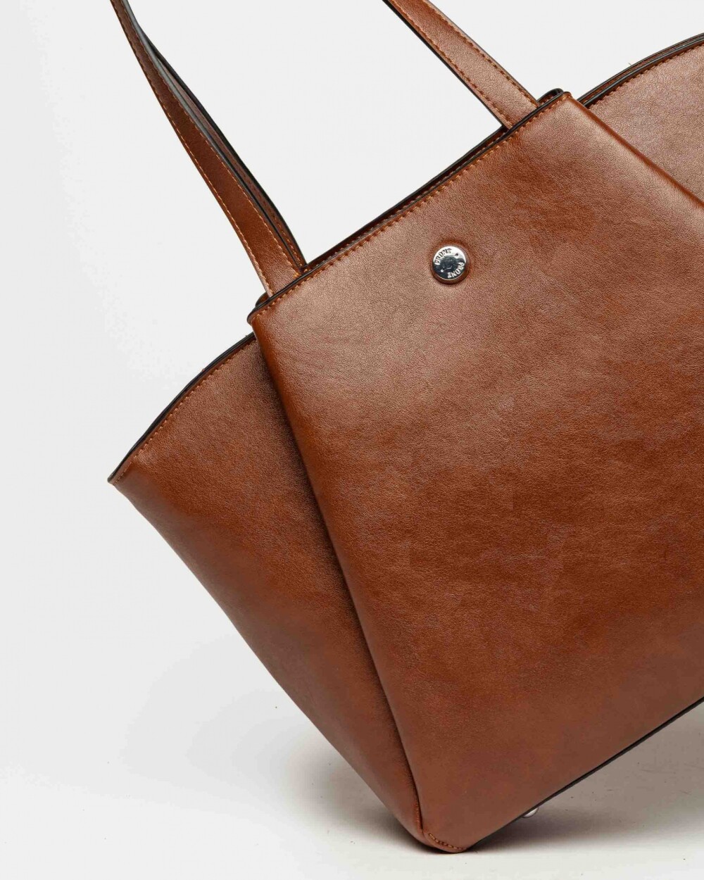 Shopper Raix en efecto cuero liso Tabaco