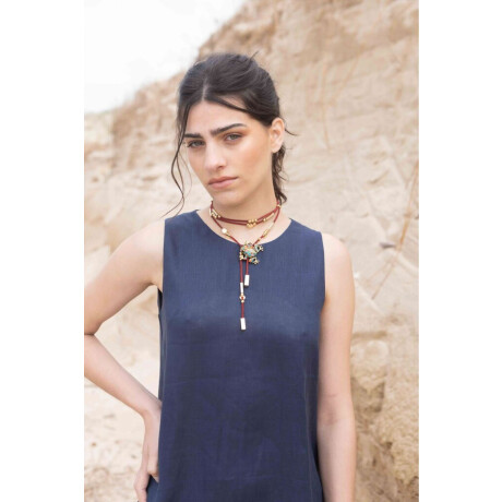 Vestido Folk Long Azul Marino