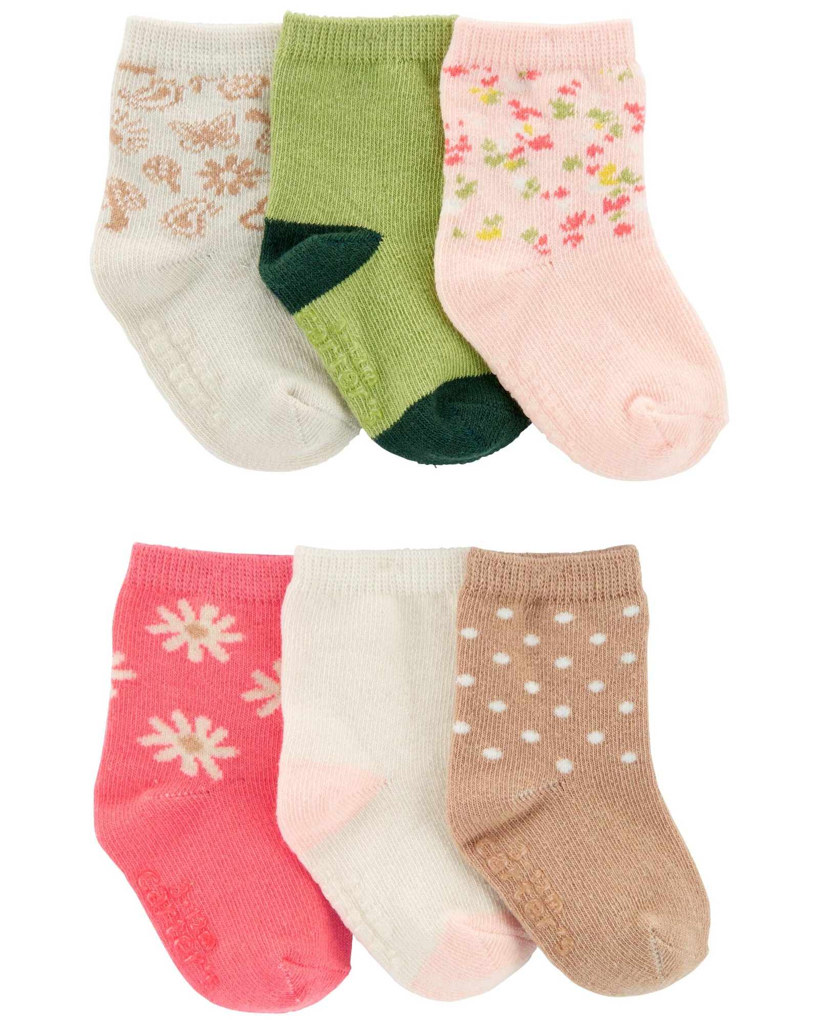 Pack seis pares de medias de algodón, antideslizantes Sin color