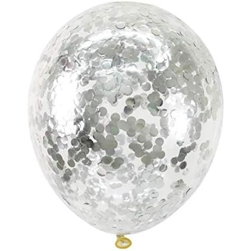 Globo Transparente con Confetti x6 Plateado