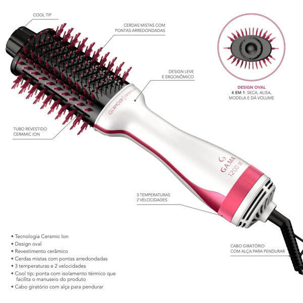 Cepillo Secador Gama Glamour Ceramic Ion CEPILLO GAMA GLAMOUR ROSA