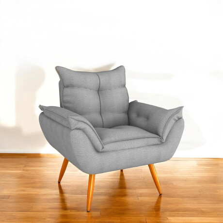 Sillón Butaca Poltrona Turín 1 Cuerpo con Patas de Eucalipto Gris