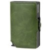 Billetera Baleine Double Kansas en Aluminio y Cuero con Protección RFID Army Green