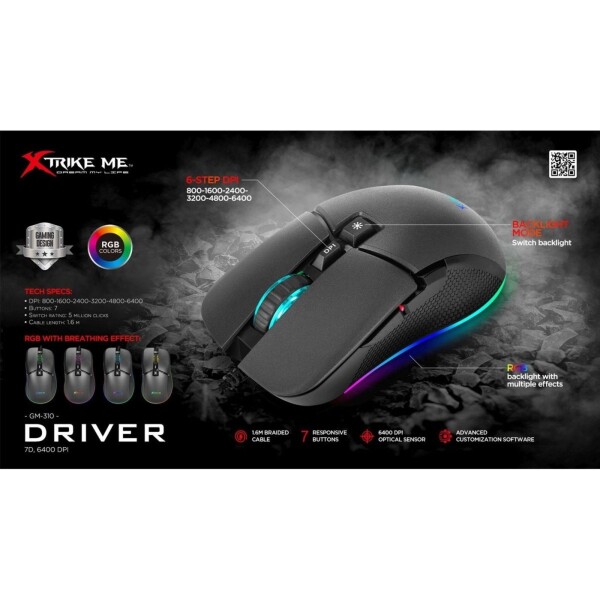 Mouse Gamer 6400 Dpi 7 Botones Pc Ratón Gaming Xtrike Me Mouse Gamer 6400 Dpi 7 Botones Pc Ratón Gaming Xtrike Me