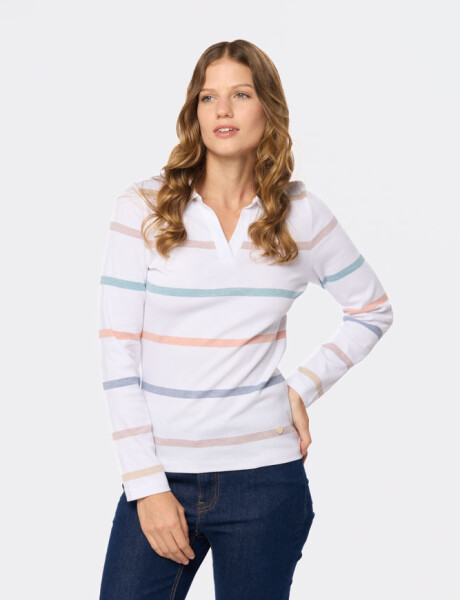 REMERA POLO RAYADA Blanco