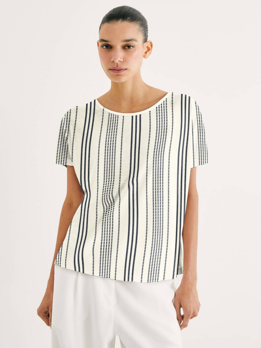 BLUSA ESTAMPADA DE MANGA CORTA  - BLANCO 