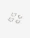 Aros Argollas Set Metal Set De Argollas De Acero - Plateado