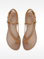 Sandalias Planas De Piel Con Tiras camel