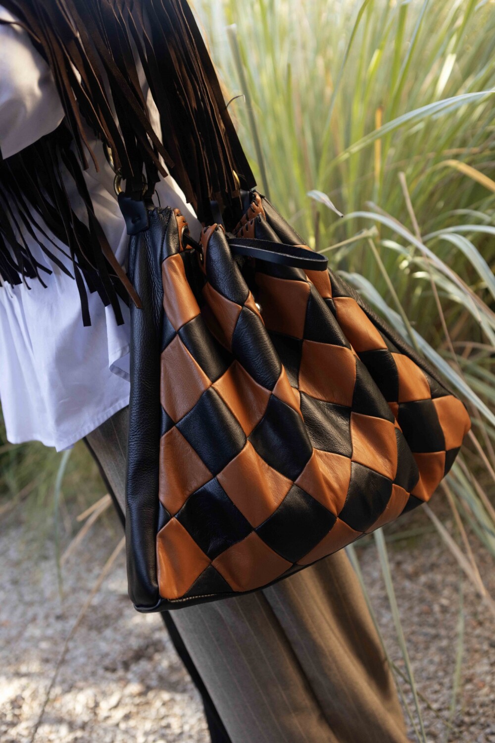 Rombos Bag Negro / Camel