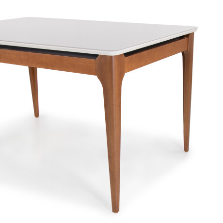 Mesa de Comedor Addar - 160 x 90 - Con Vidrio Off White y Natural