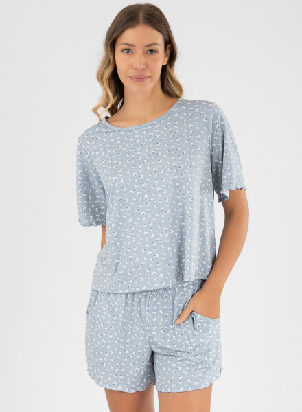 Pijama milena con short Gris