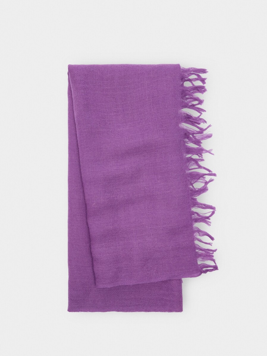 Pashmina De Lana Con Flecos - violeta 