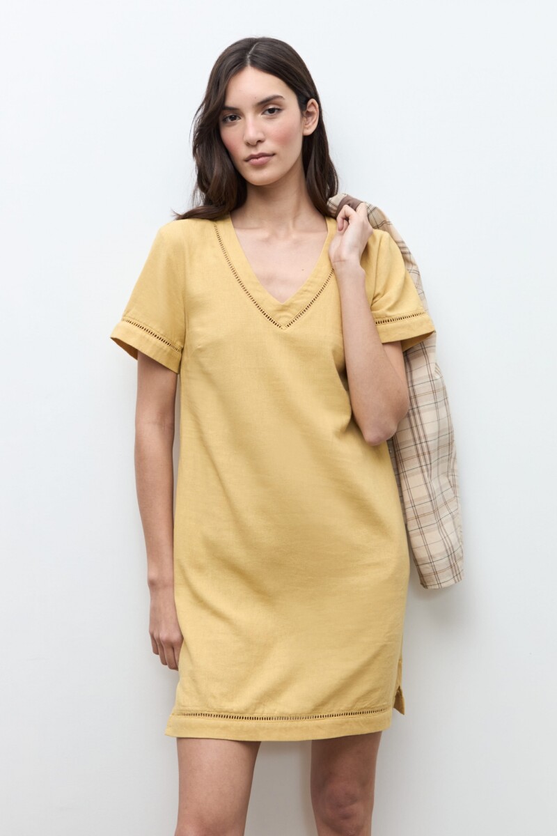 Vestido lino con vainillas maiz