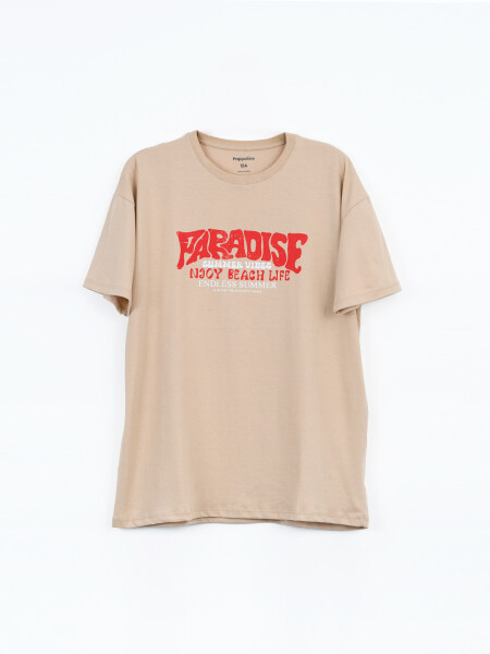 REMERA SUKIL PRINT BEIGE OSCURO