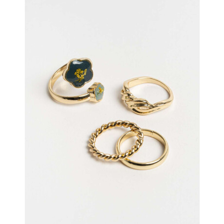 Sets Anillos Flores atrapadas Dorado