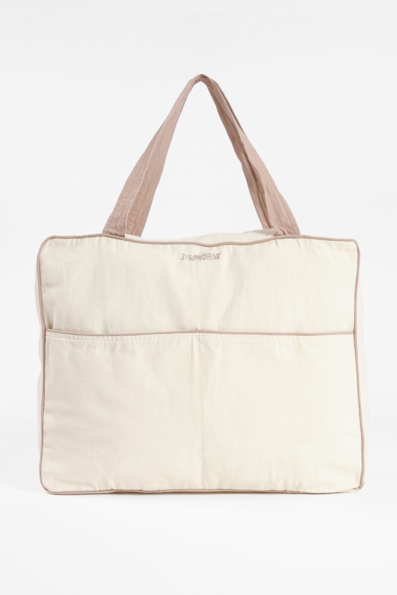 Bolso con vivos en contrastes beige
