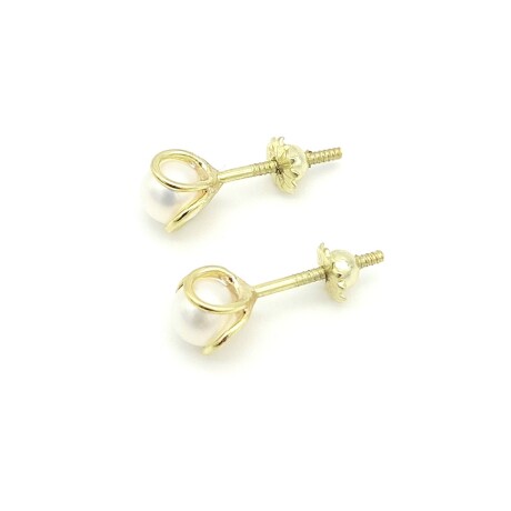 Par de caravanas de oro 18 ktes con perla de cultivo 5 mm. Par de caravanas de oro 18 ktes con perla de cultivo 5 mm.