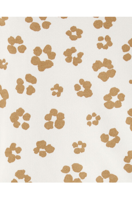 Set dos piezas pantalón y remera manga larga con volados de algodón con felpa diseño leopardo Sin color