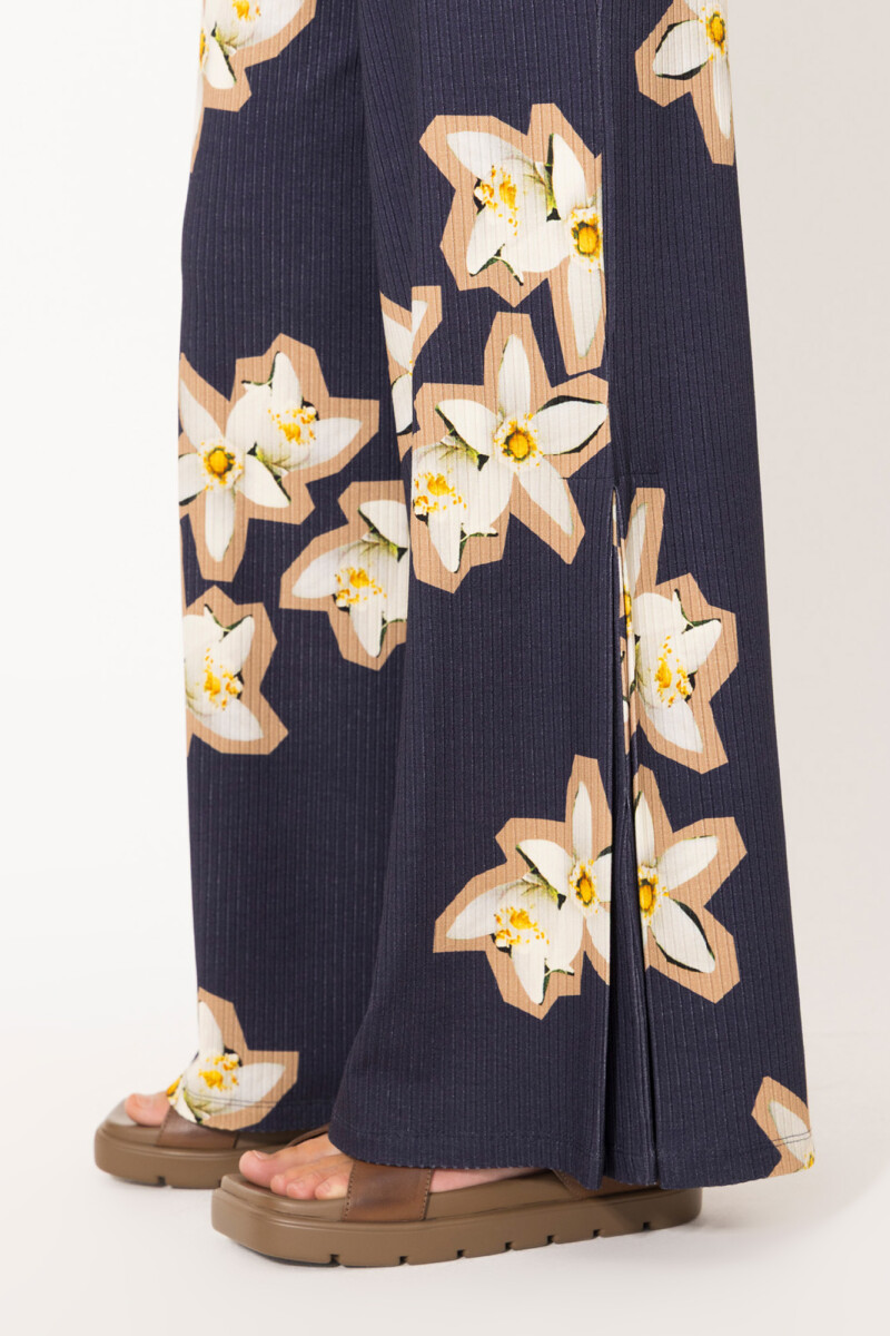 PANTALON FLOWER Azul Marino