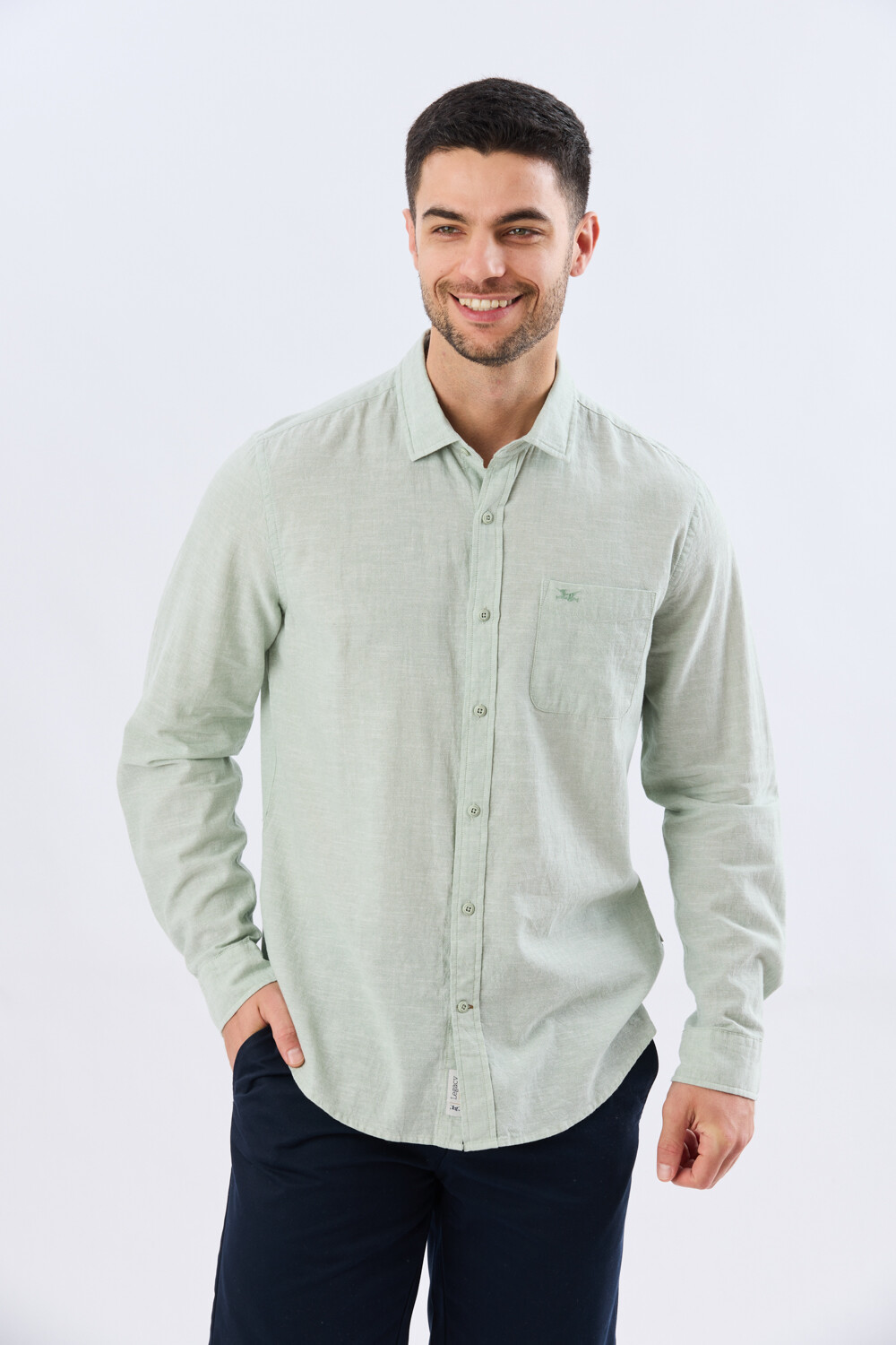 CAMISA LISA DE LINO Menta