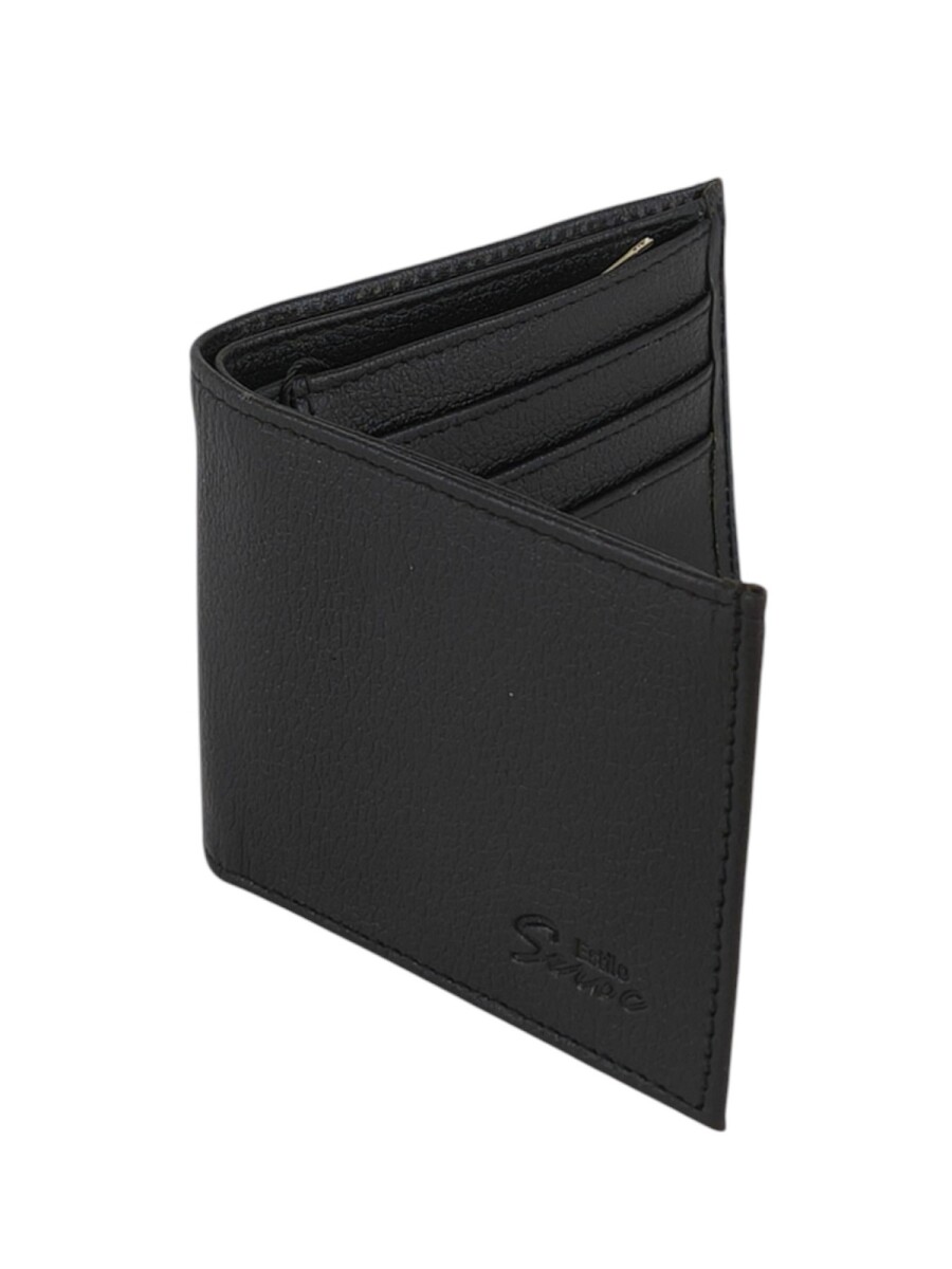 Billetera de cuero con cierre - Negro 