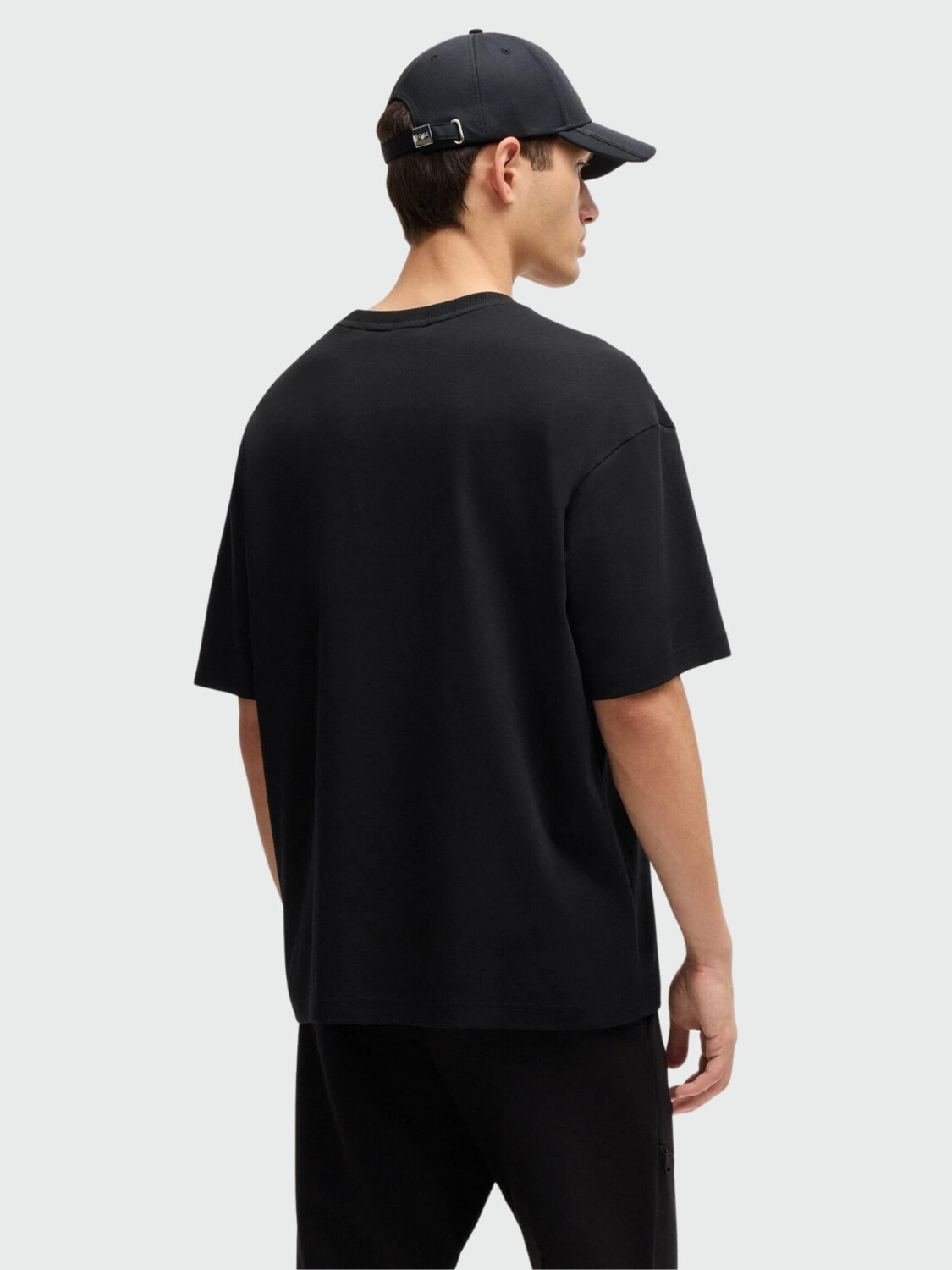 BOSS Camiseta Relax de Algodón con Diseño Brillante Negro