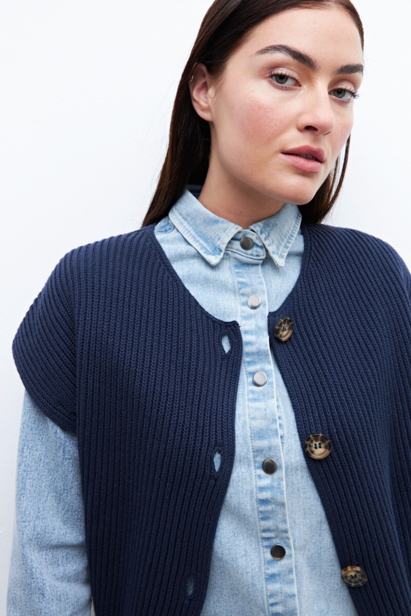 Cardigan manga corta azul marino
