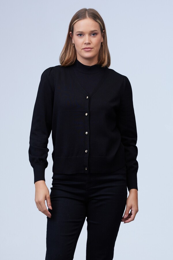 Cardigan Basico Boton Metal NEGRO