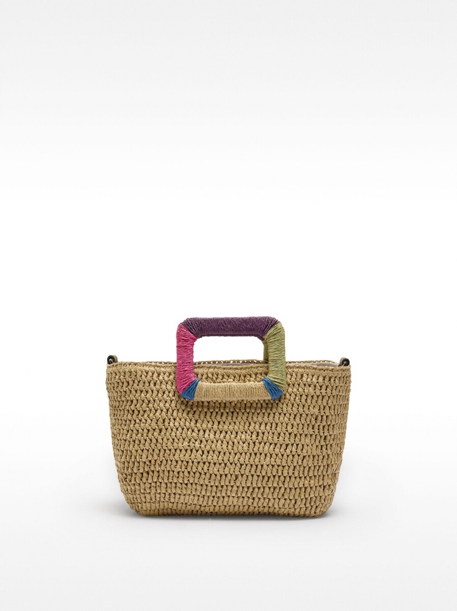 Bolso Tote Efecto Rafia Con Asa Multicolor - natural 