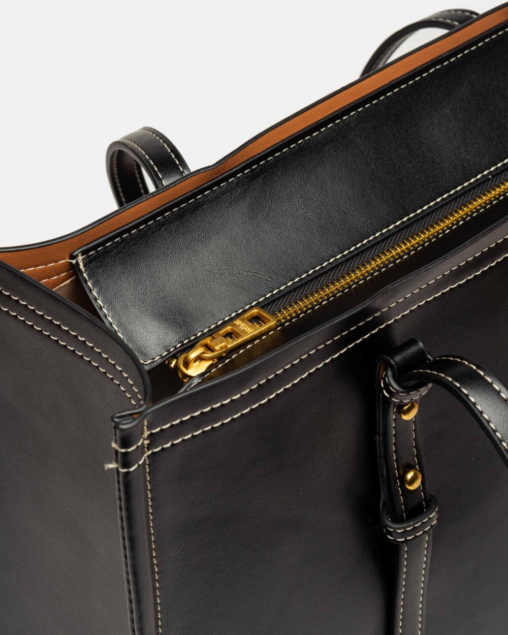 Shopper Louise en efecto cuero liso Negro